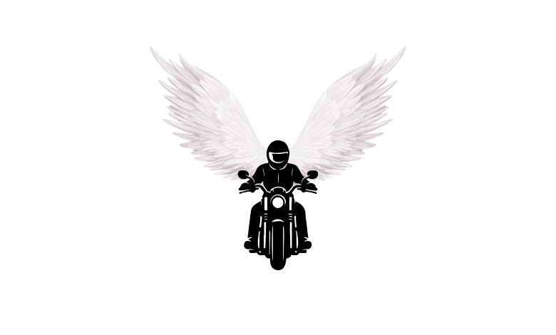 angel holding onto a motorcycle handles clipart