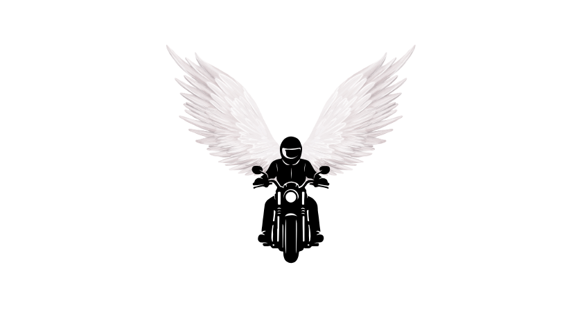 angel holding onto a motorcycle handles clipart